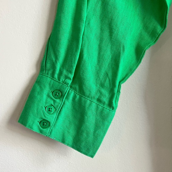 PrettyLittleThing Plus Bright Green Wrap Shirt Dress Size 16 NWT - Picture 3 of 16